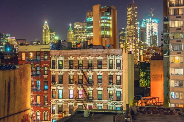 New York City at night, Manhattan — Stock Photo, Image