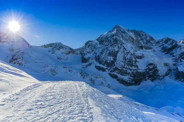 Ski slopes and ski touring trails in the Italian Alps.