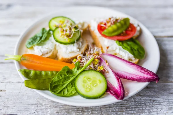 Lahodné Zdravé Vegetariánské Snídaně — Stock fotografie