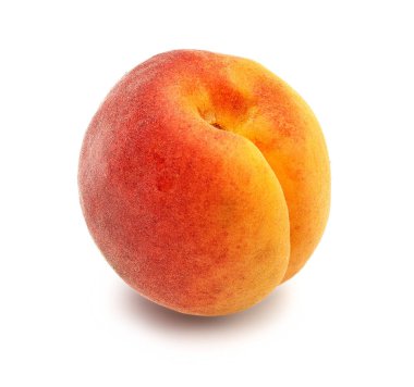 Beyaz Arkaplanda Yapraklı Tek Şeftali