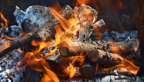 Holzkohle Auf Grill Verbrennen — Stockfoto