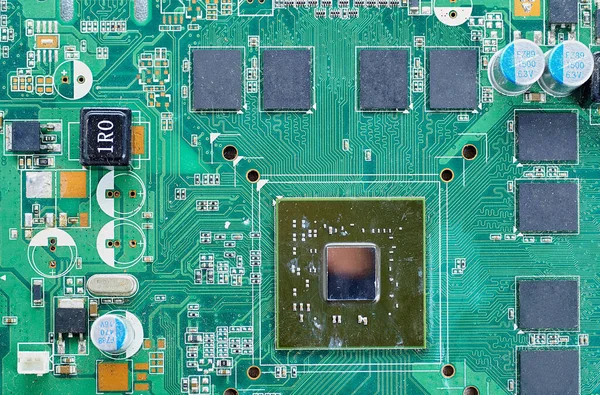 Close Electronic Components Motherboard Microprocessor Chip — Stock Photo, Image