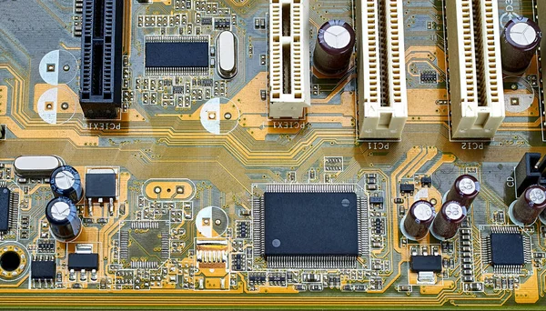 Close Electronic Components Motherboard Microprocessor Chip — Stock Photo, Image