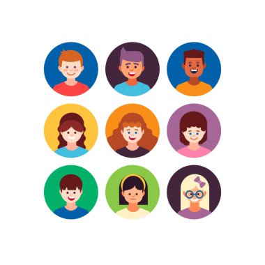 Kullanıcıların Kız ve Oğlanları Avatar Çocuk Grubu 