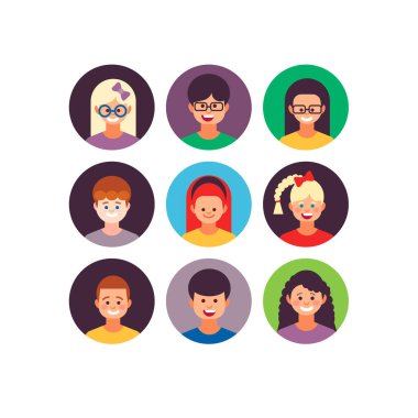 Kullanıcıların Kız ve Oğlanları Avatar Çocuk Grubu 