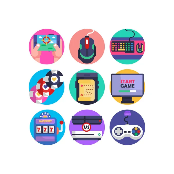 Ігрові Піктограми Онлайн Мобільному Телефоні Відеоігри Консольний Геймер — стоковий вектор