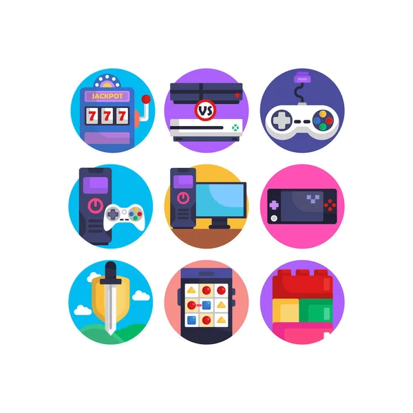 Ігрові Піктограми Онлайн Мобільному Телефоні Відеоігри Консольний Геймер — стоковий вектор