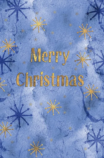在有星星的水彩画背景上许下的 圣诞快乐 的愿望 — 图库照片