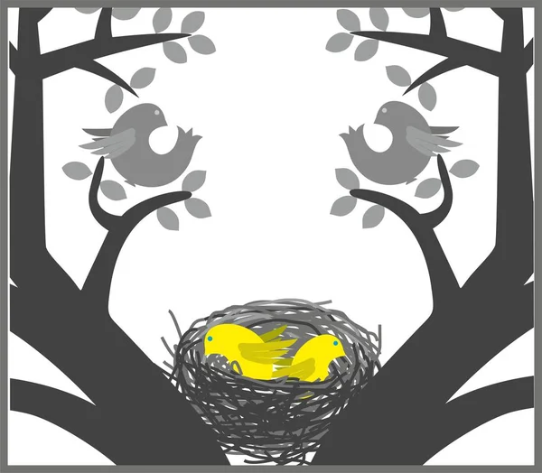 Kuikens in het nest — Stockvector