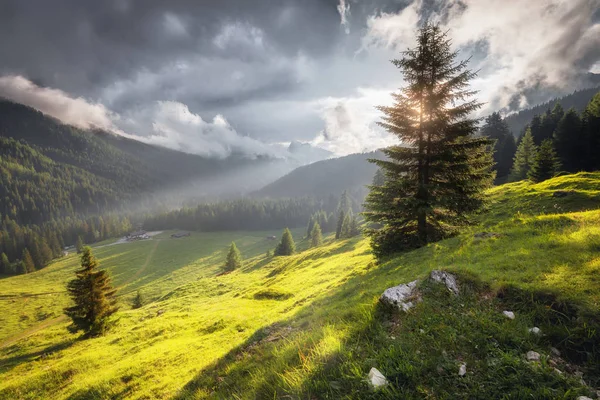 Sommer Berg bewölkt und sonnige Landschaft — Stockfoto