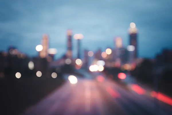 Bokeh Lichter der modernen Stadt Nacht Skyline — Stockfoto