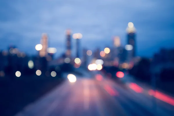 Bokeh Lichter der modernen Stadt Nacht Skyline — Stockfoto