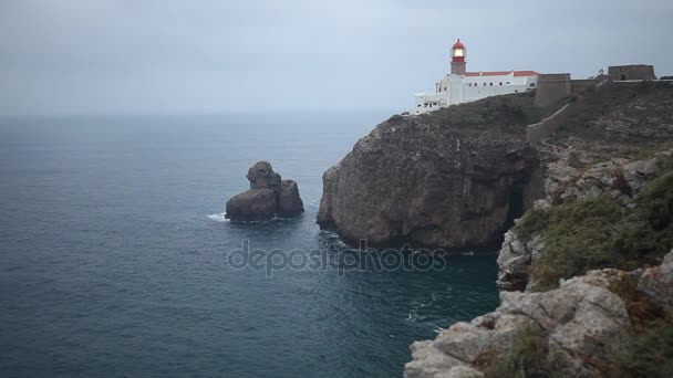 Faro del Cabo San Vicente en Portugal — Vídeos de Stock