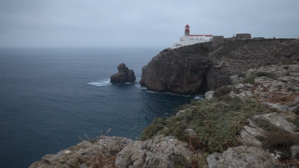 Cape St. Vincent Lighthouse in Portugal — Stock Video