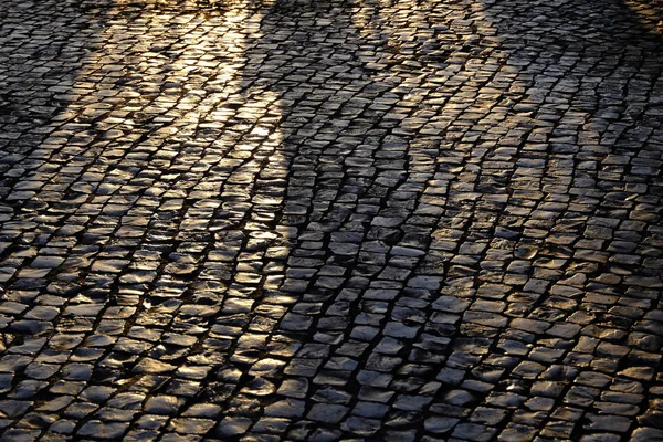 Cobble πέτρα τούβλο δρόμος αφηρημένα φόντο — Φωτογραφία Αρχείου