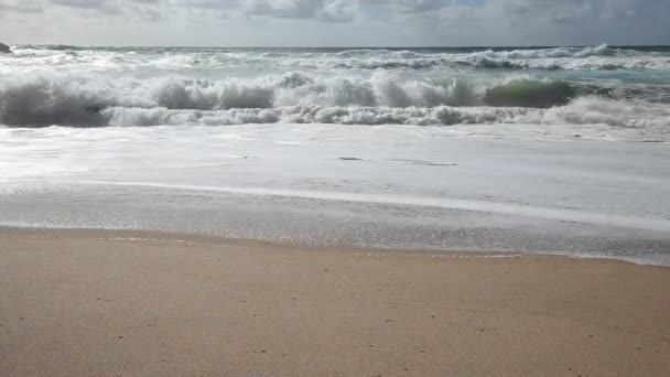 Atlantic ocean stormy sunrise seascape — Stock Video