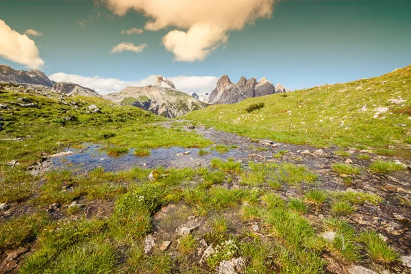 Panorama gór alpejska łąka lato — Zdjęcie stockowe