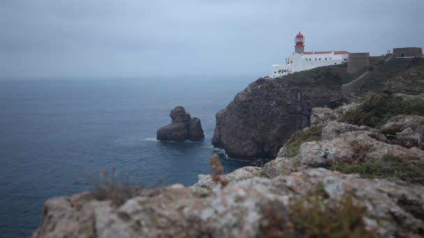 Ακρωτήριο St. Vincent φάρο στην Πορτογαλία — Αρχείο Βίντεο