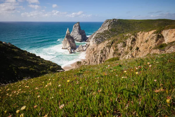 Hermosa playa Praia da Ursa en verano día soleado — Foto de Stock