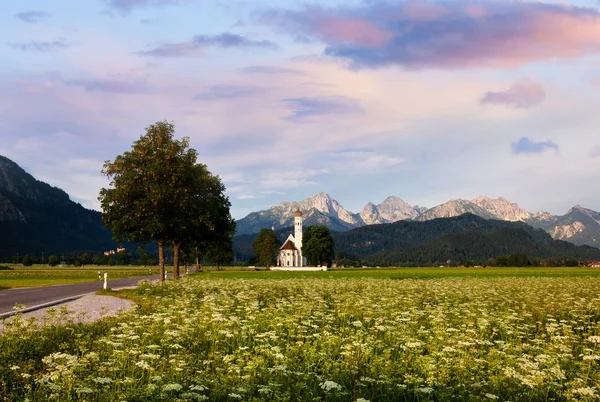 Panoramatický pohled St. Coloman církve v Bavorsku — Stock fotografie