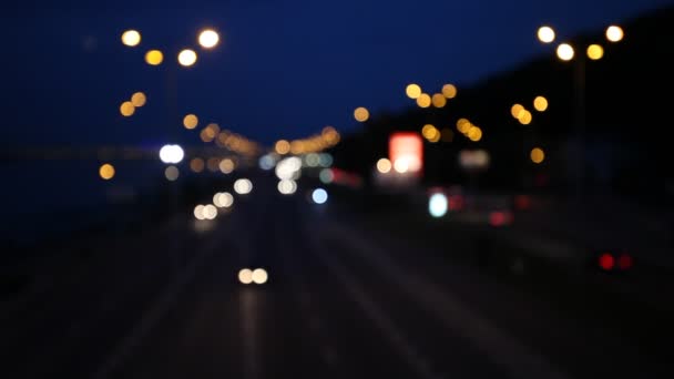 Nacht stad verkeerslichten — Stockvideo