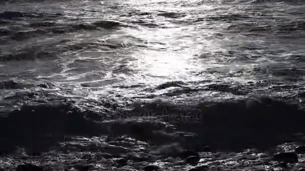 Atlantic ocean sunrise seascape. Close up view of waves — Stock Video