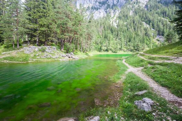Alpine mountaine green lake — Stock Photo, Image