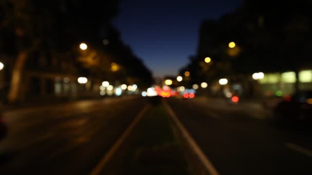 Oskärpa natt trafikljus abstrakt bakgrund — Stockvideo