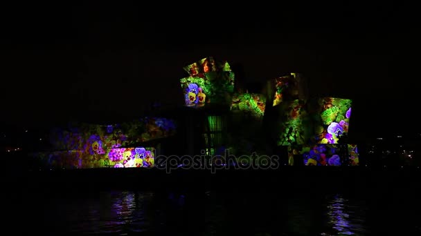 Bilbao España Octubre 2017 Exposición Luces Museo Guggenheim Bilbao España — Vídeos de Stock