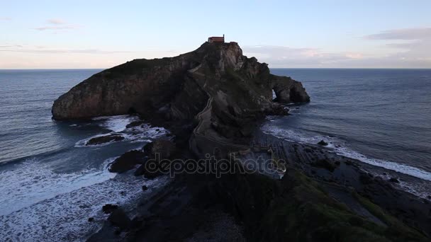 San Juan Gaztelugatxe Wschodzie Słońca Baskijski Kraj Hiszpania — Wideo stockowe