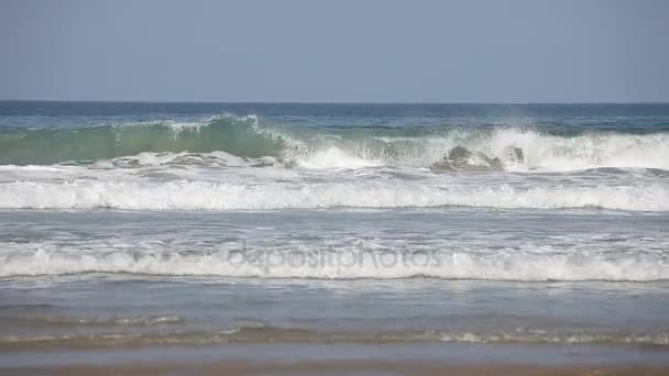 Idilliaca Spiaggia Estiva Soleggiata Dell Oceano Atlantico Spagna — Video Stock
