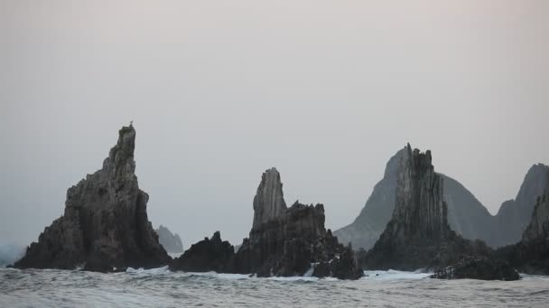 Doğal Atlantik Okyanusu Kıyı Şeridi Manzara Gueirua Plaj Panorama Asturias — Stok video