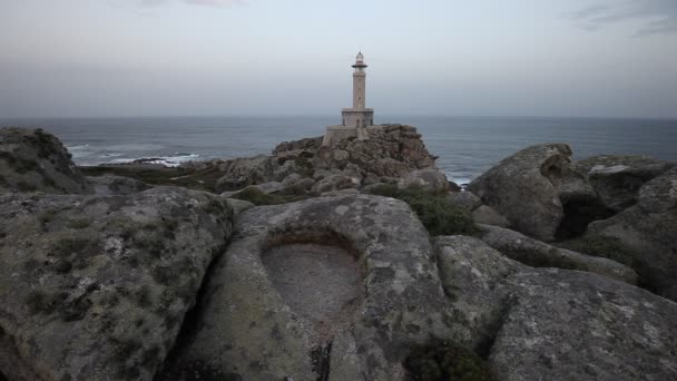 Phare Punta Nariga Espagne Crépuscule — Video