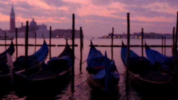 Gondoler Vågen Piazza San Marco Venedig Italien — Stockvideo