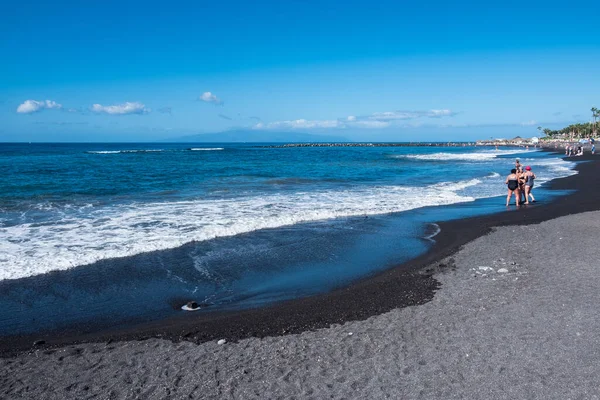 Costa Adeje Tenerife Spain November 2019 People Lay Sand Swim — Stock Photo, Image