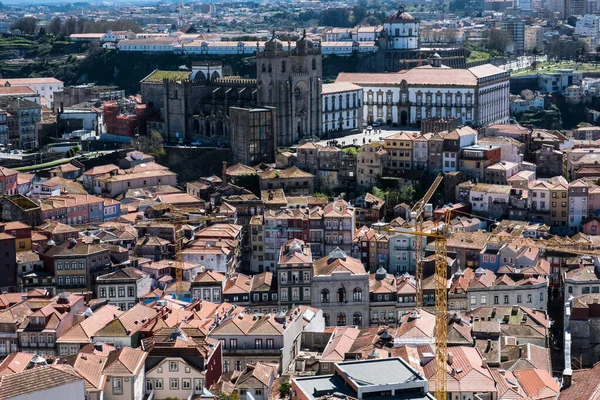 Légi Kilátás Porto Portugáliában Egy Gyönyörű Nyári Napon — Stock Fotó