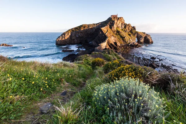 Vista Panorámica Amanecer San Juan Gaztelugatxe País Vasco España — Foto de Stock