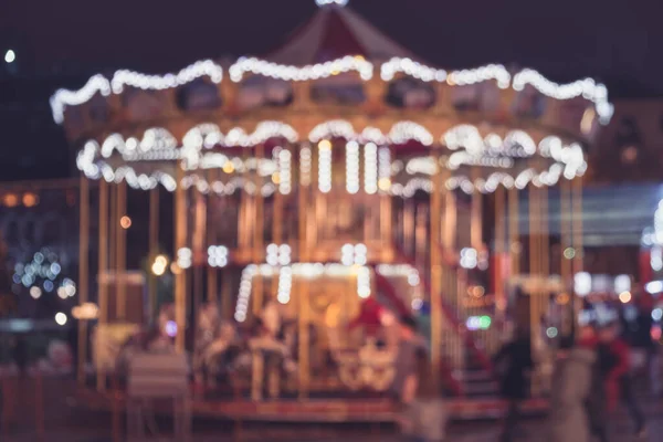 Carrousel Vintage Manège Embrouillé Résumé Fond Flou Carrousel Vacances — Photo