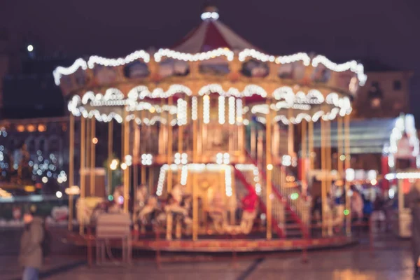 Vintage Carrousel Blurred Merry Abstract Blurred Holiday Carousel Background — Stock Photo, Image
