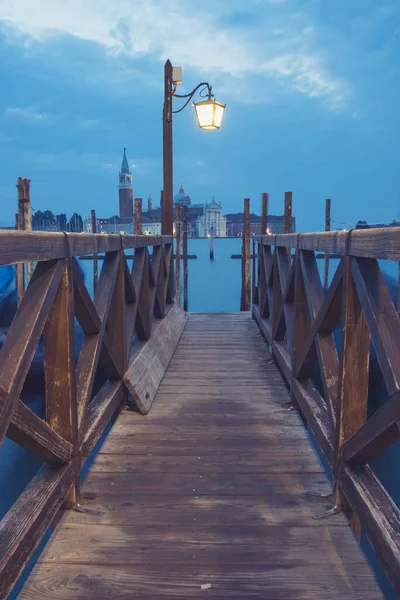 Leer Keine Touristen Venedig Gondeln Markusplatz Mit Der Kirche San — Stockfoto