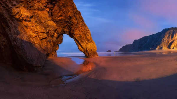 Panorama Des Felsbogens Strand Von Adraga Portugal — Stockfoto