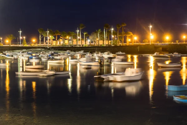 Λιμάνι Της Πόλης Arrecife Νύχτα Lanzarote Canary Island Ισπανία — Φωτογραφία Αρχείου