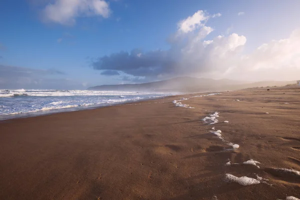 Extrema Vista Panorâmica Grande Ângulo Praia Areia Flórida Céu Azul — Fotografia de Stock