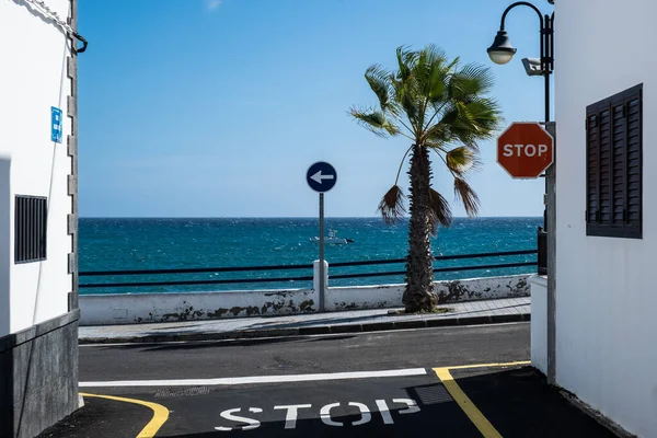 Schöne Mediterrane Aussicht Auf Das Kleine Dorf Kanarische Insel Spanien — Stockfoto