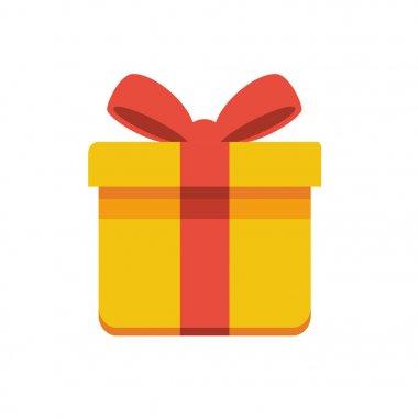 Basit düz minimalist hediye kutu kırmızı kurdele ile alışveriş simgesi