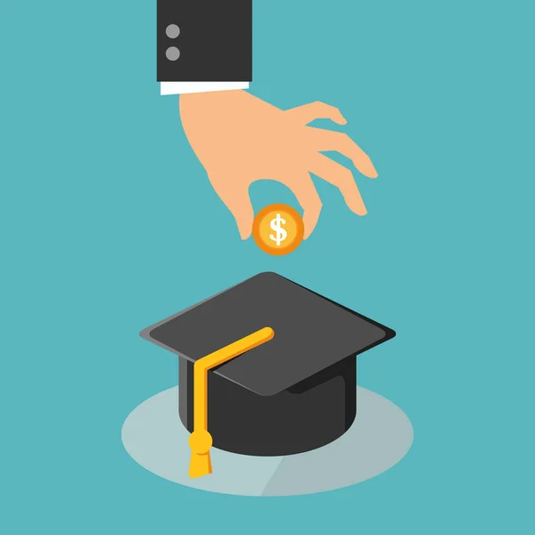Εξοικονόμηση Μακροπρόθεσμες Επενδύσεις Για Εκπαίδευση Κέρματα Μια Επίπεδη Και Απλή — Διανυσματικό Αρχείο