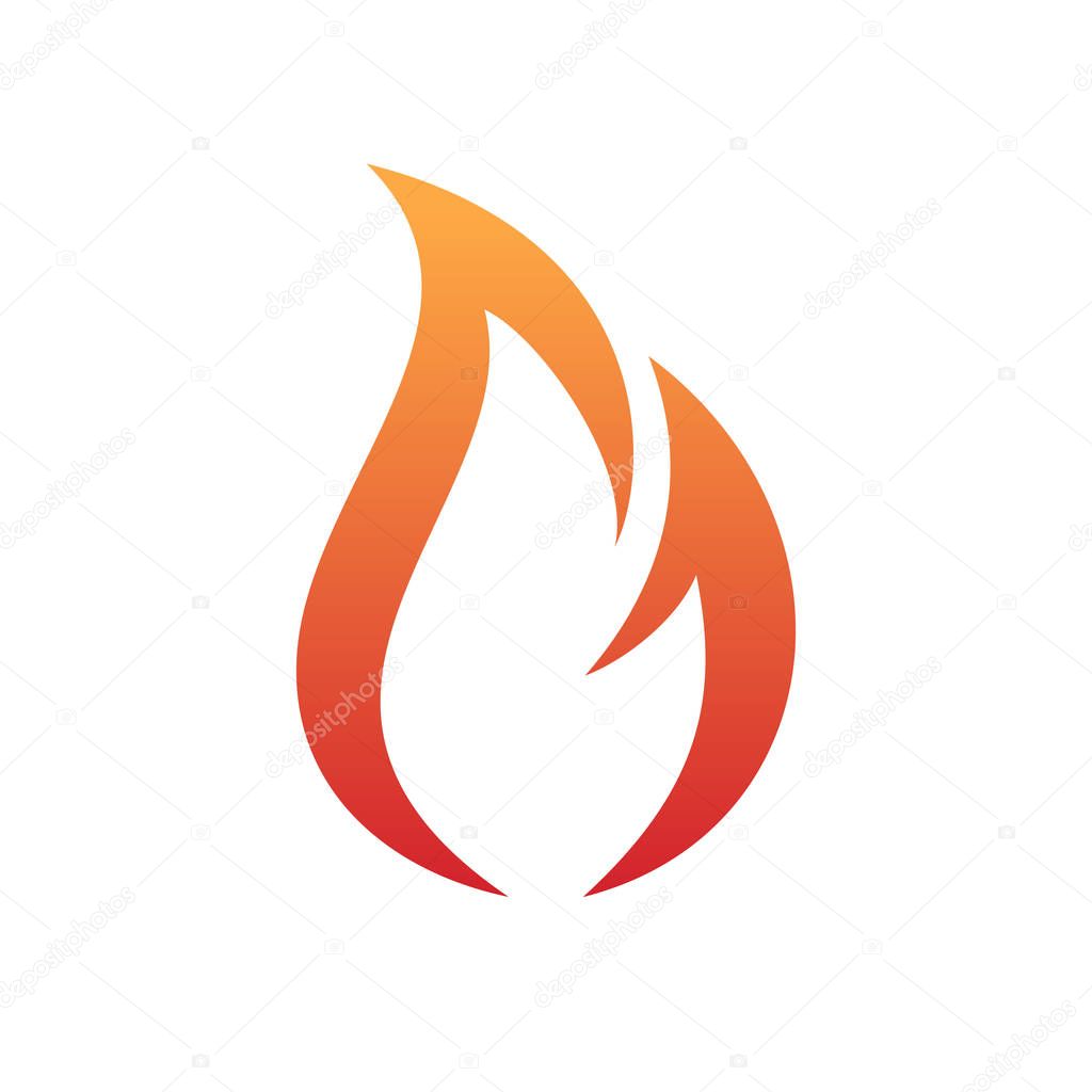 The fire flame vector logo blazing with an orange red gradient in minimalist and simple symbol