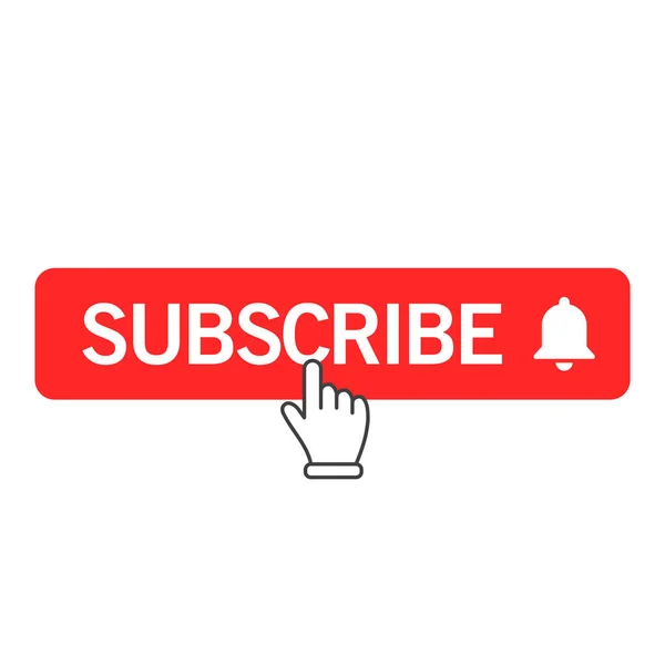 Üyelik düğmesinin vektör illüstrasyonu. Video kanallarının tasarım unsurları, yayın promosyonu ve eğlence medyası için uygundur. Bildirimler bir çan simgesi ile takip edin ve abone olun.