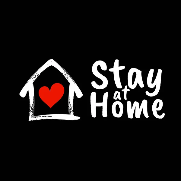 Vektorillustration Der Typografie Von Stay Home Mit Einem Haus Und — Stockvektor