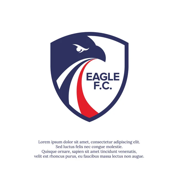 İçinde kartal kafası olan bir kalkanın vektör çizimi. Futbol kulüplerinin, spor şirketlerinin ve organizasyonların logoları için uygun. Kartal ve kalkan logo şablonu.